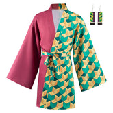 Giyuu Tomioka Robe With Earrings Belt Set Outfits Halloween Cosplay Costume